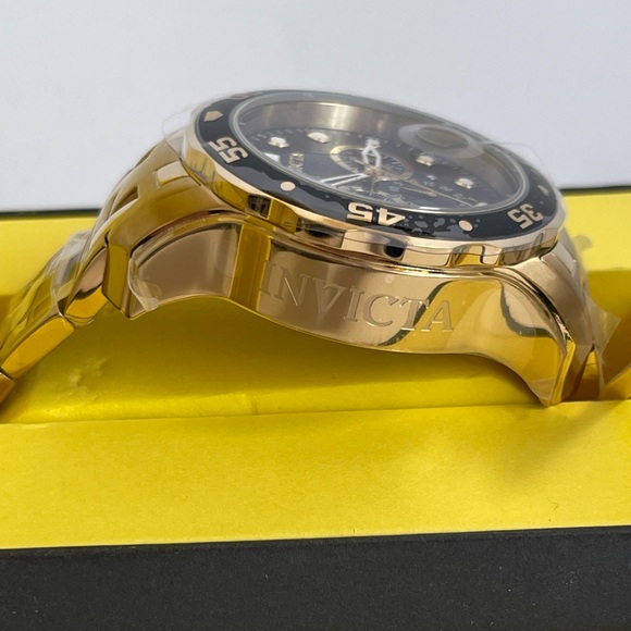 INVICTA Pro Diver Gold 0072 Mens Watch Chronograph Stainless Steel Band NIB - Picture 8 of 11